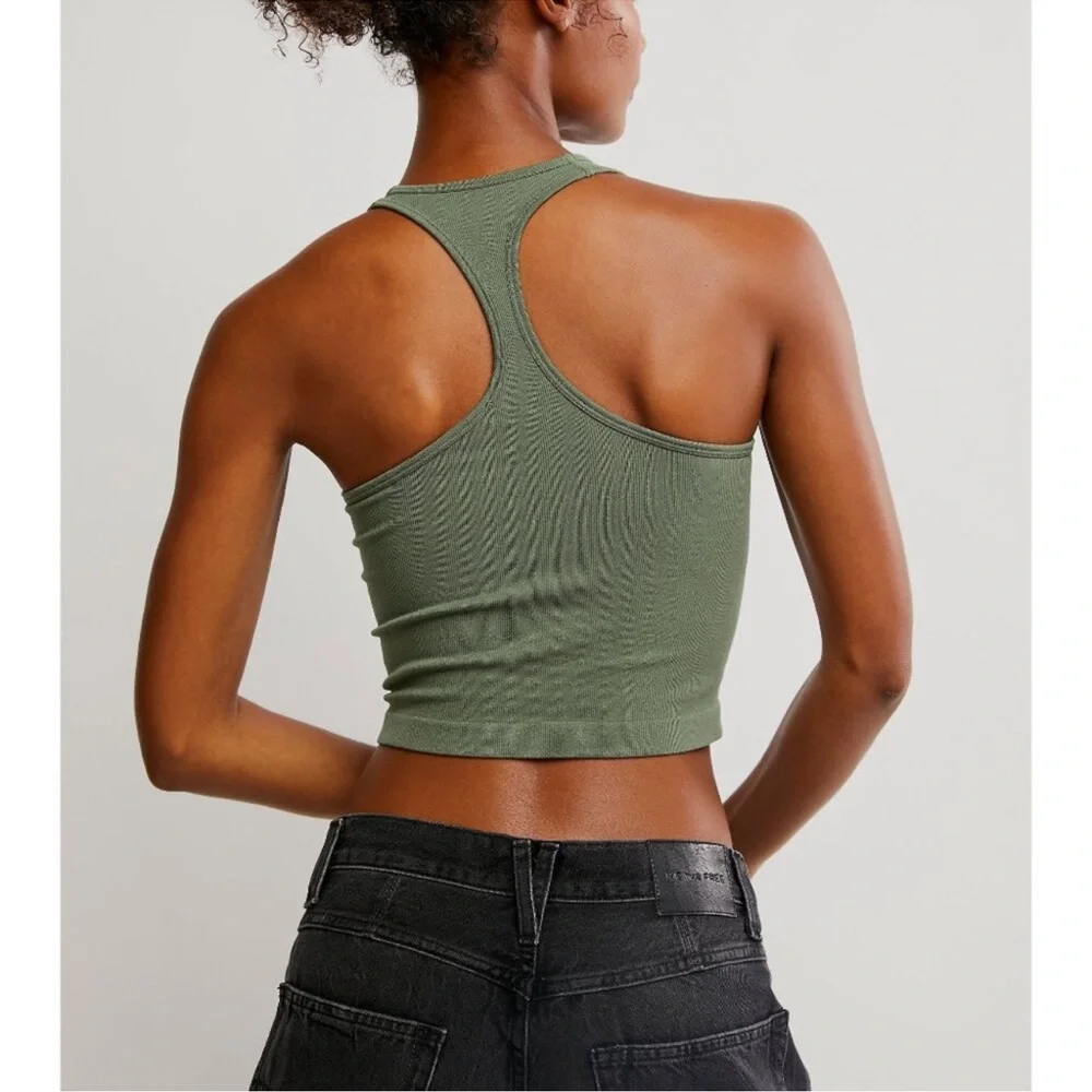 Free People Olive Green Crop Top